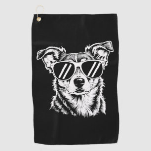 Border Collie Dog Wearing Sunglasses Vintage Pet Golf Towel