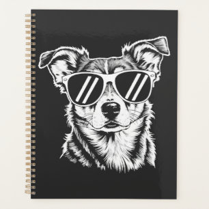 Border Collie Dog Wearing Sunglasses Vintage Pet Planner