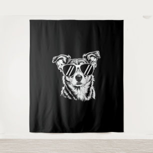 Border Collie Dog Wearing Sunglasses Vintage Pet Tapestry