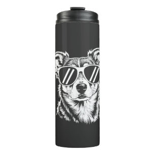 Border Collie Dog Wearing Sunglasses Vintage Pet Thermal Tumbler