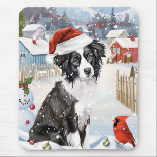 Border Collie Dog Winter Wonderland Christmas Joy Mouse Pad