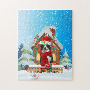 Border Collie dog with Christmas gifts Jigsaw Puzzle