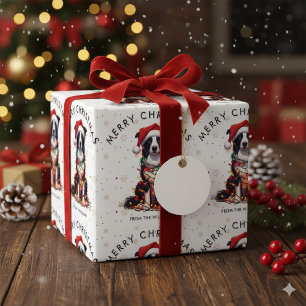 Border Collie Dog Wrapped In Christmas Light Wrapping Paper