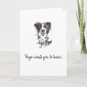 Border Collie drawing, personalized Father's day Card