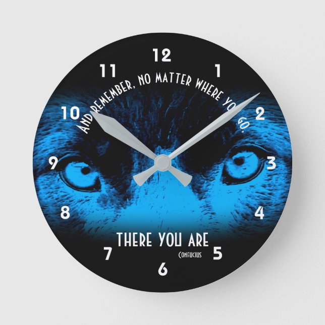 Border Collie Eyes Confucius Inspirational Quote Round Clock (Front)