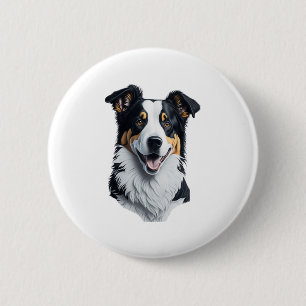 Border Collie face 6 Cm Round Badge