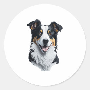 Border Collie face Classic Round Sticker