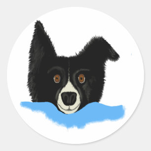 Border Collie Face Classic Round Sticker