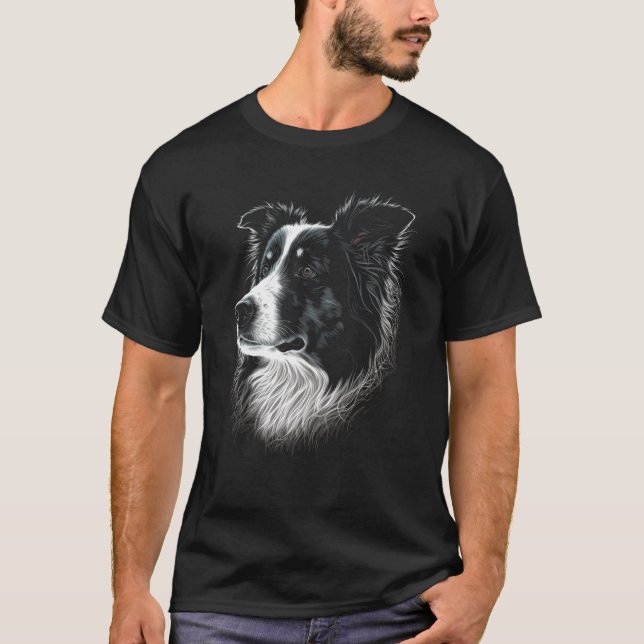 Border Collie Face For Dog T-Shirt (Front)