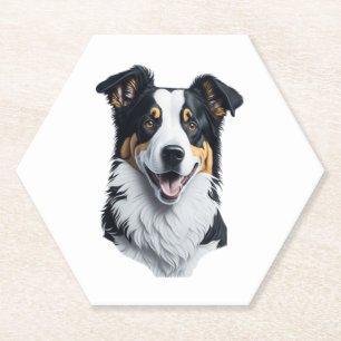 Border Collie face Paper Coaster