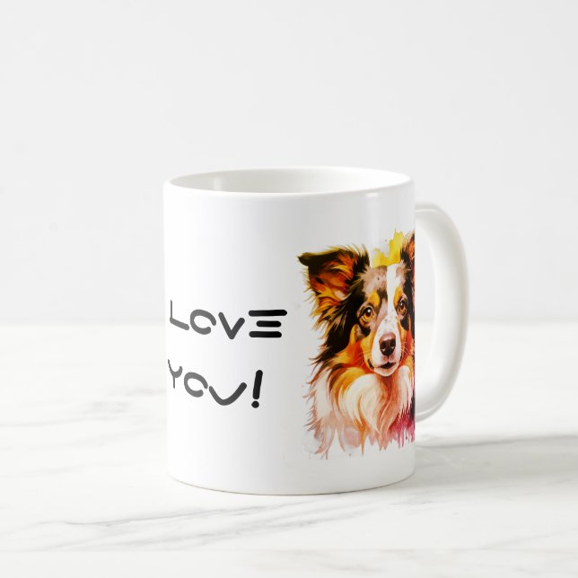 Border Collie Family Dog Personalize Text Coffee Mug (Front Right)