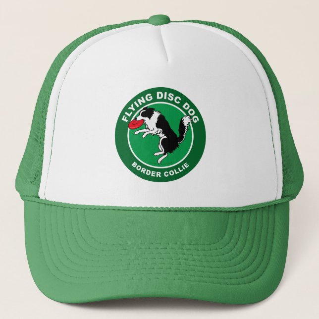 Border Collie Flying Disc Dog Trucker Hat (Front)