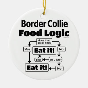 Border Collie Food Logic Ceramic Ornament