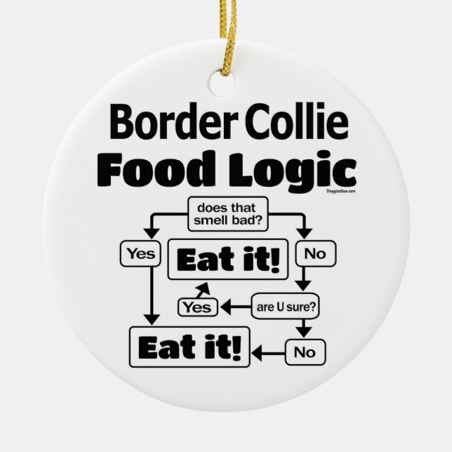 Border Collie Food Logic Ceramic Ornament (Front)