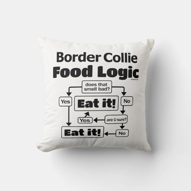 Border Collie Food Logic Cushion (Front)