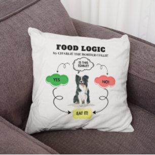 Border Collie Food Logic Flowchart Personalised Cushion