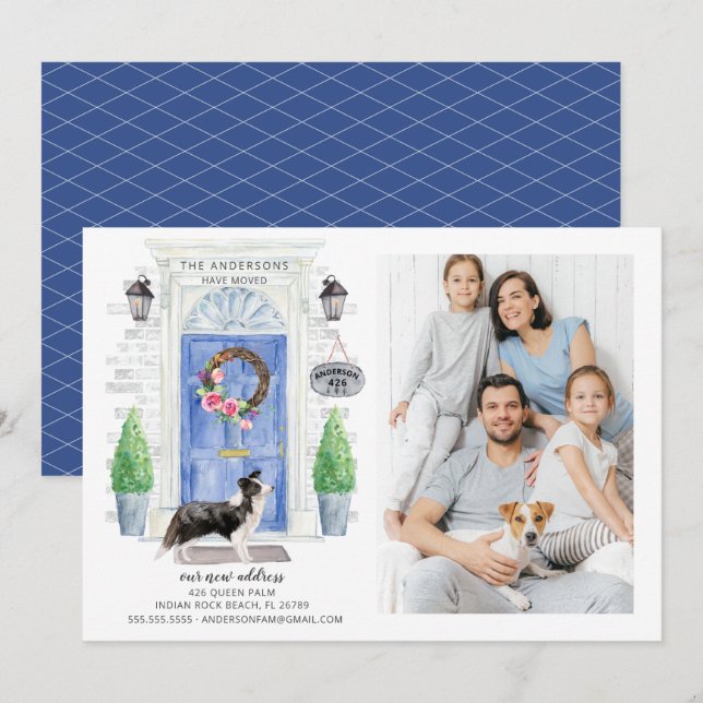 Border Collie Front Door Photo Moving Announcement (Front/Back)