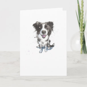 Border Collie, funny Dog illustration Birthday Card