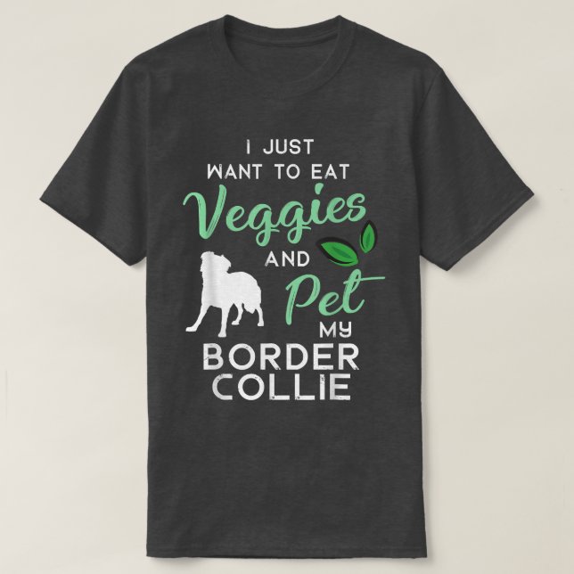 Border Collie Funny Vegan Dog Lover Owner Xmas Bir T-Shirt (Design Front)