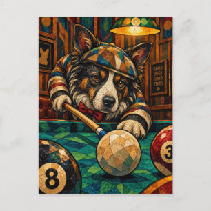 Border Collie, Geometric Mosaic Postcard