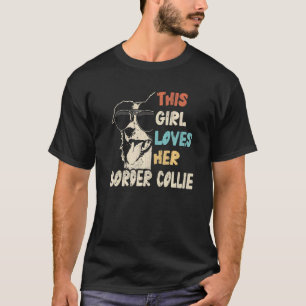 Border Collie Girl Cool Vintage Retro For Dog Mom T-Shirt