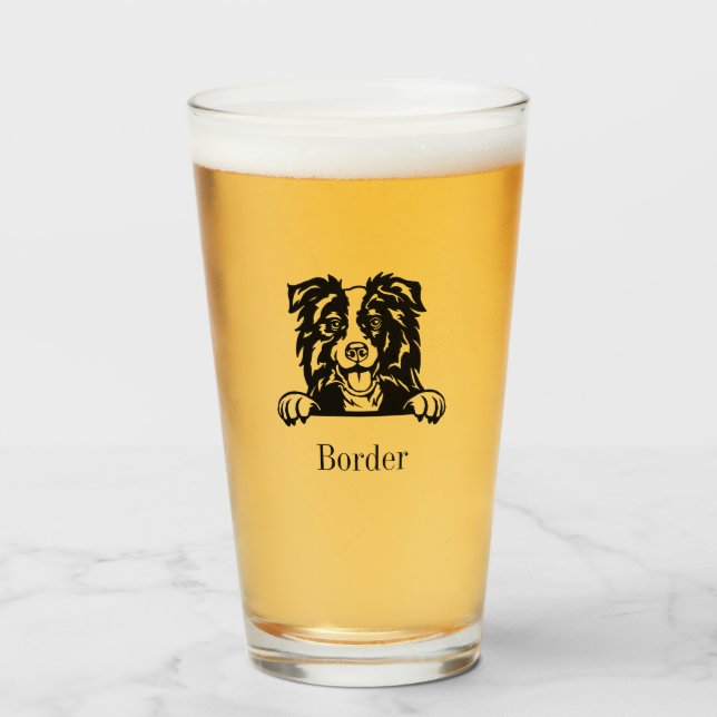 Border Collie Glass Tumbler (Front Filled)
