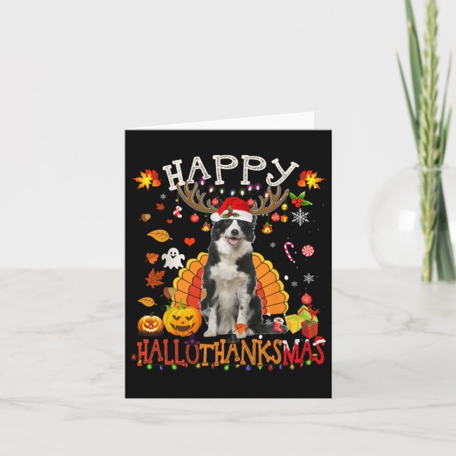 Border Collie Halloween Christmas Dog Happy Hallot Card (Front)