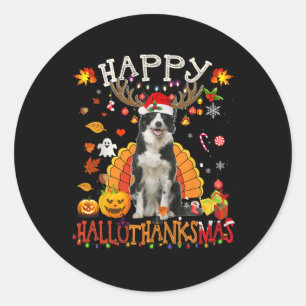 Border Collie Halloween Christmas Dog Happy Hallot Classic Round Sticker