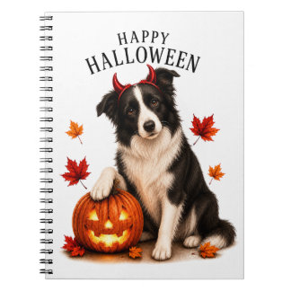 Border Collie Halloween Devil Dog Notebook