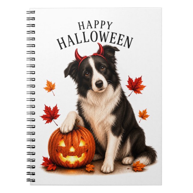 Border Collie Halloween Devil Dog Notebook (Front)