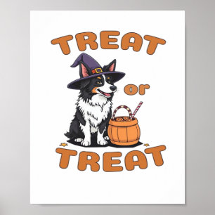 Border Collie Halloween Dog Costume “Treat or Trea Poster