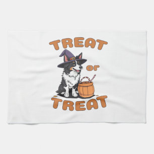Border Collie Halloween Dog Costume �Treat or Trea Tea Towel