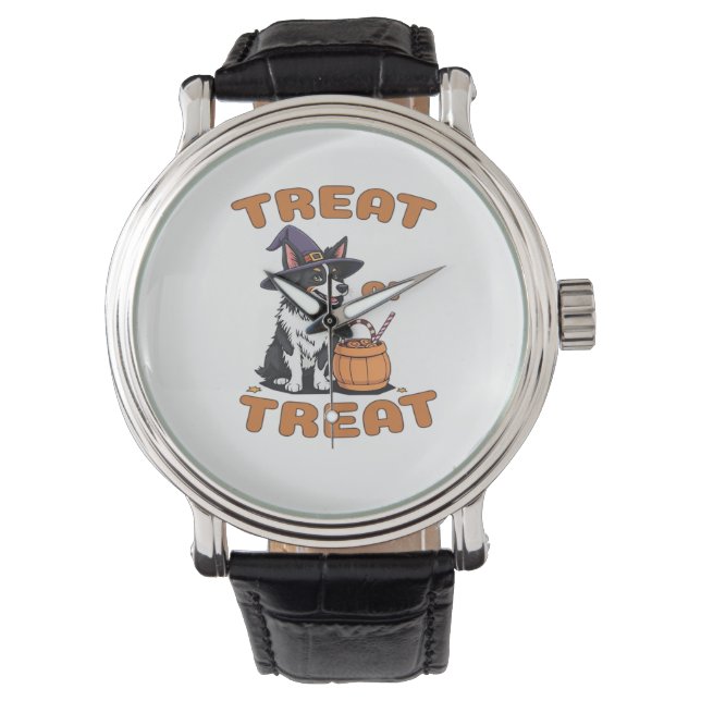 Border Collie Halloween Dog Costume “Treat or Trea Watch (Front)