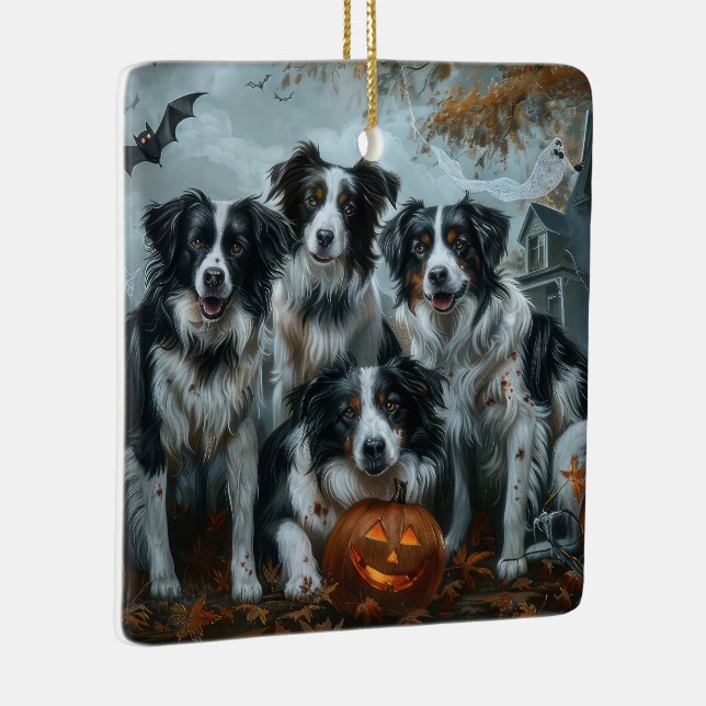 Border Collie Halloween Night Doggy Delight  Ceramic Ornament (Right)
