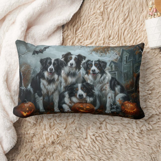Border Collie Halloween Night Doggy Delight  Lumbar Cushion (Blanket)