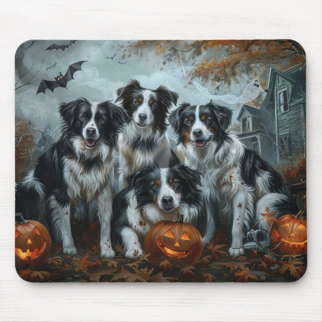 Border Collie Halloween Night Doggy Delight  Mouse Pad (Front)