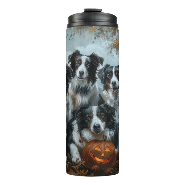 Border Collie Halloween Night Doggy Delight  Thermal Tumbler (Front)