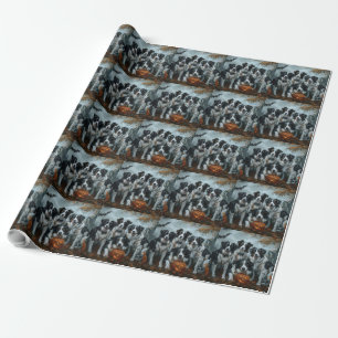 Border Collie Halloween Night Doggy Delight Wrapping Paper