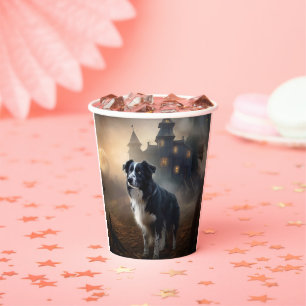 Border Collie Halloween Scary  Paper Cups