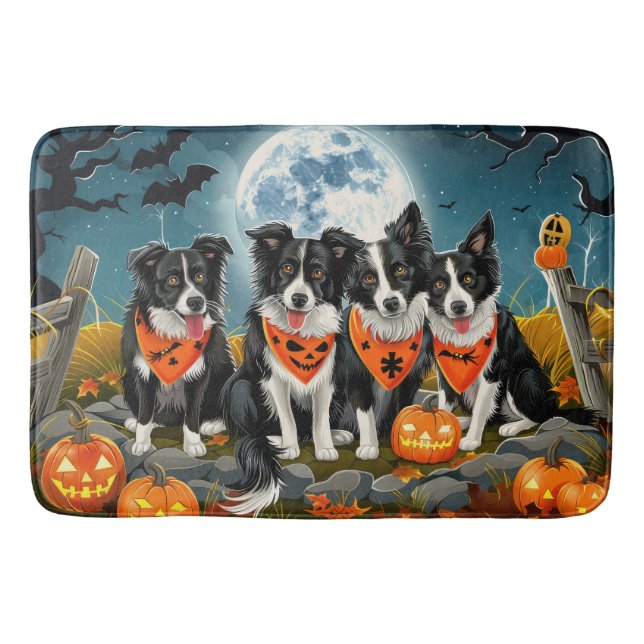 Border Collie Halloween Spooky Bath Mat (Front)