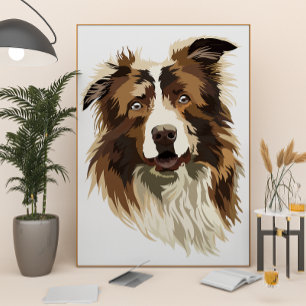 Border Collie Hand-Painted Illustration Poster