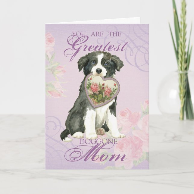 Border Collie Heart Mum Card (Front)