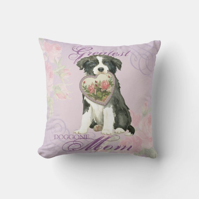 Border Collie Heart Mum Cushion (Front)