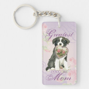Border Collie Heart Mum Key Ring