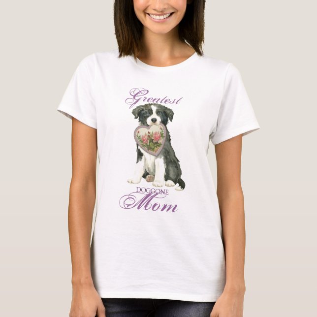 Border Collie Heart Mum T-Shirt (Front)