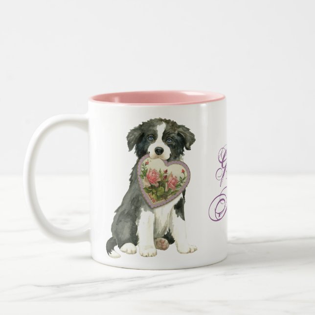 Border Collie Heart Mum Two-Tone Coffee Mug (Left)