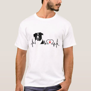 Border Collie Heartbeat Heart Line Gift Idea T-Shirt