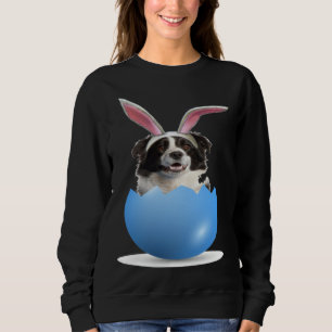 Border Collie Herding Dog Easter Bunny Egg Hunting Sweatshirt