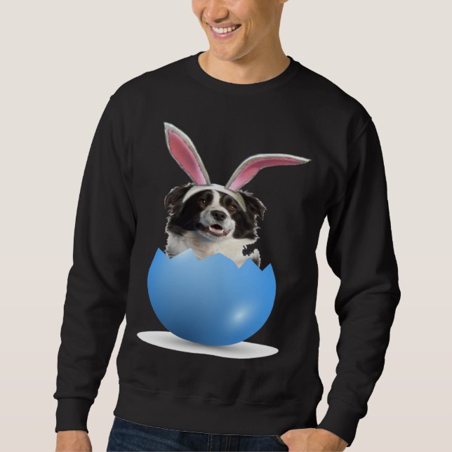 Border Collie Herding Dog Easter Bunny Egg Hunting Sweatshirt (Front)