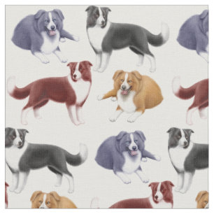 Border Collie Herding Dogs Fabric